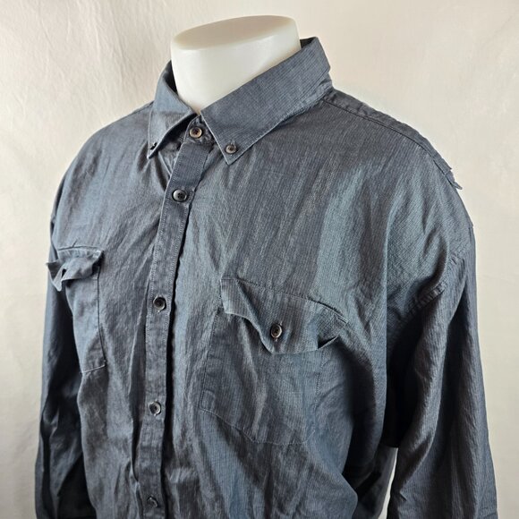 Calvin Klein Men's 4XL Long Sleeve Button Down Shirt Blue Double Chest Pockets - Picture 4 of 8